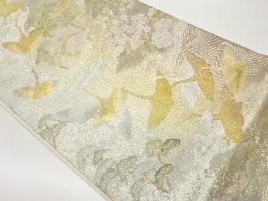 群鶴に松・花々模様織出し袋帯